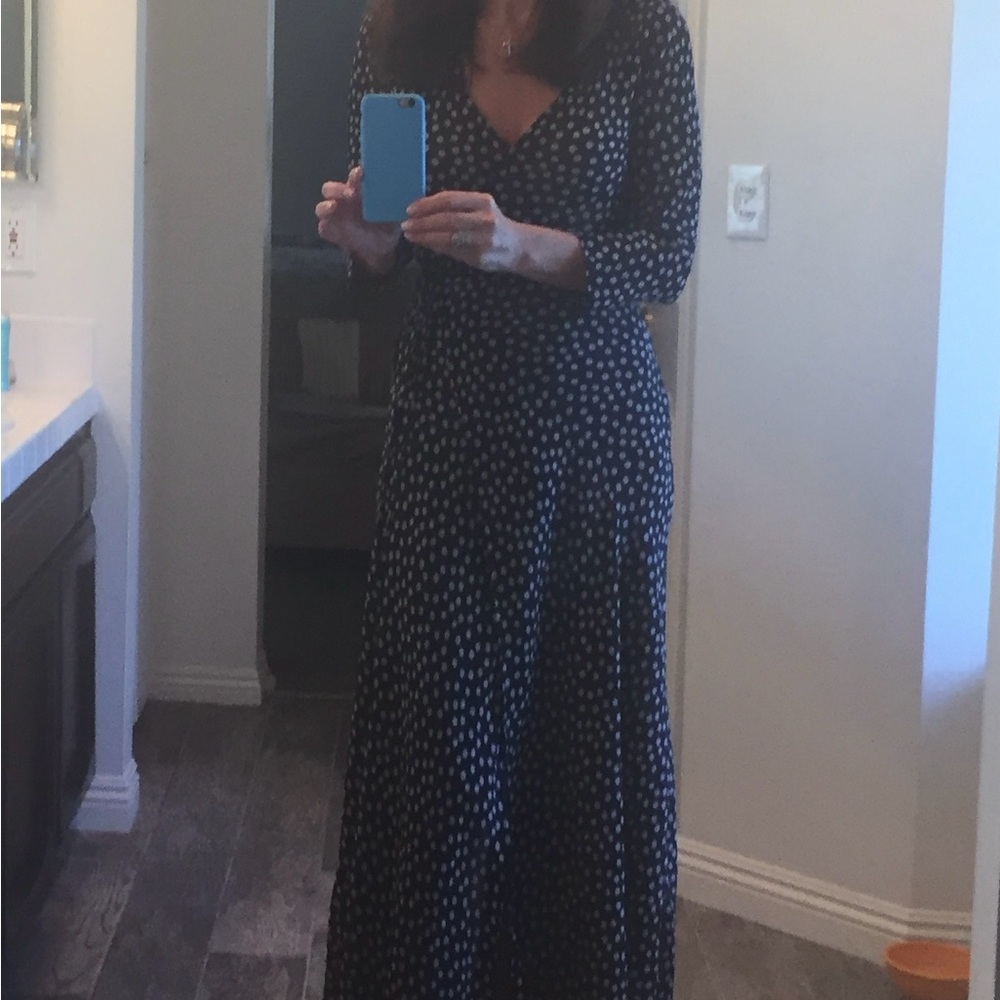 Reformation Navy Tessa Floral Long Sleeve Dress - Picture 5 of 7